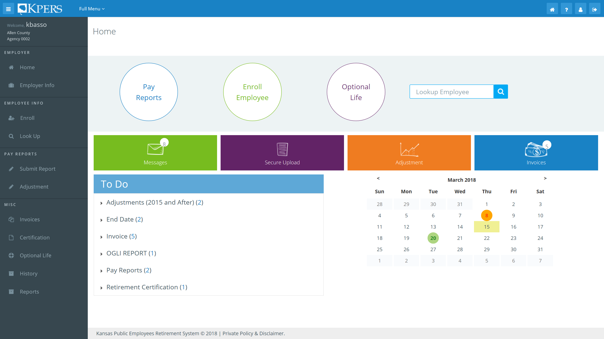 Employer Web Portal (EWP) - KPERS Employer Manual
